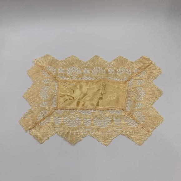 Set Of 4 Antique Italian Style Champagne Gold Motif Lace Furniture Runner Doily - Picture 6 of 11